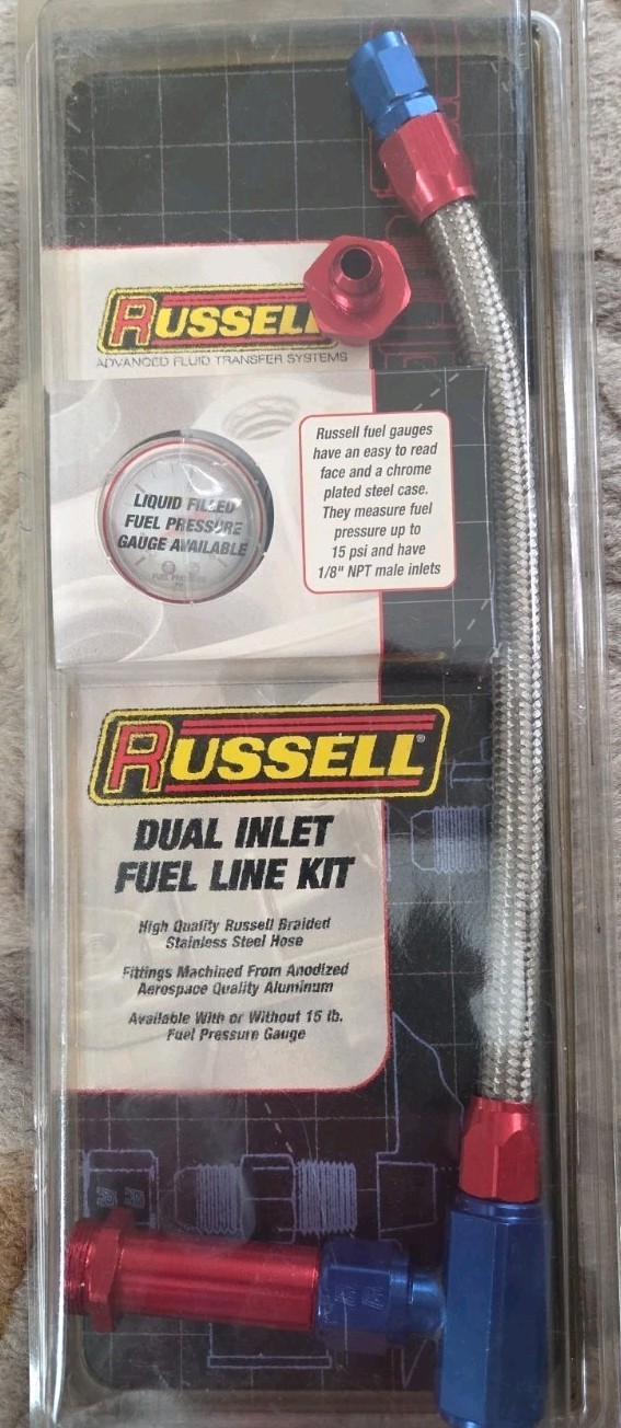 Russell Carburetor Fuel Inlet Kit 641090; Dual Feed Stainless for Holley 4150 Russell Carburetor Fuel Inlet Kit 641090; Dual Feed Stainless for Holley 4150