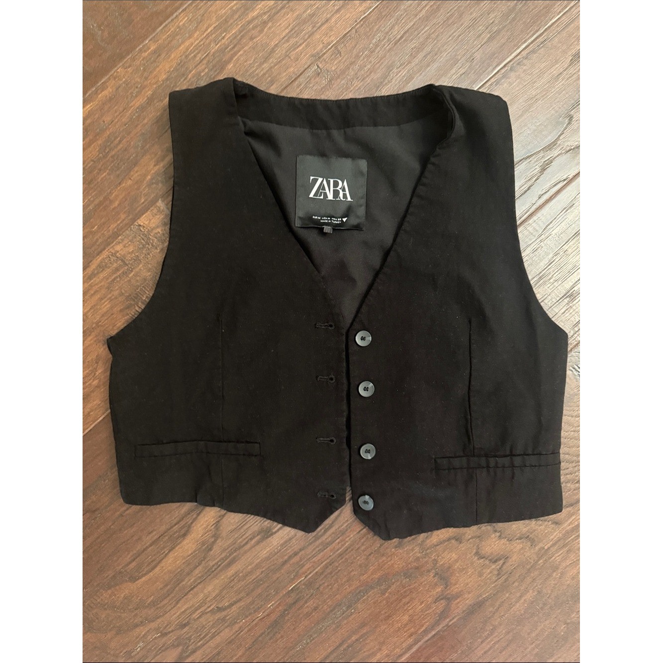 Zara Black Tailored Button Vest Zara Black Tailored Button Vest