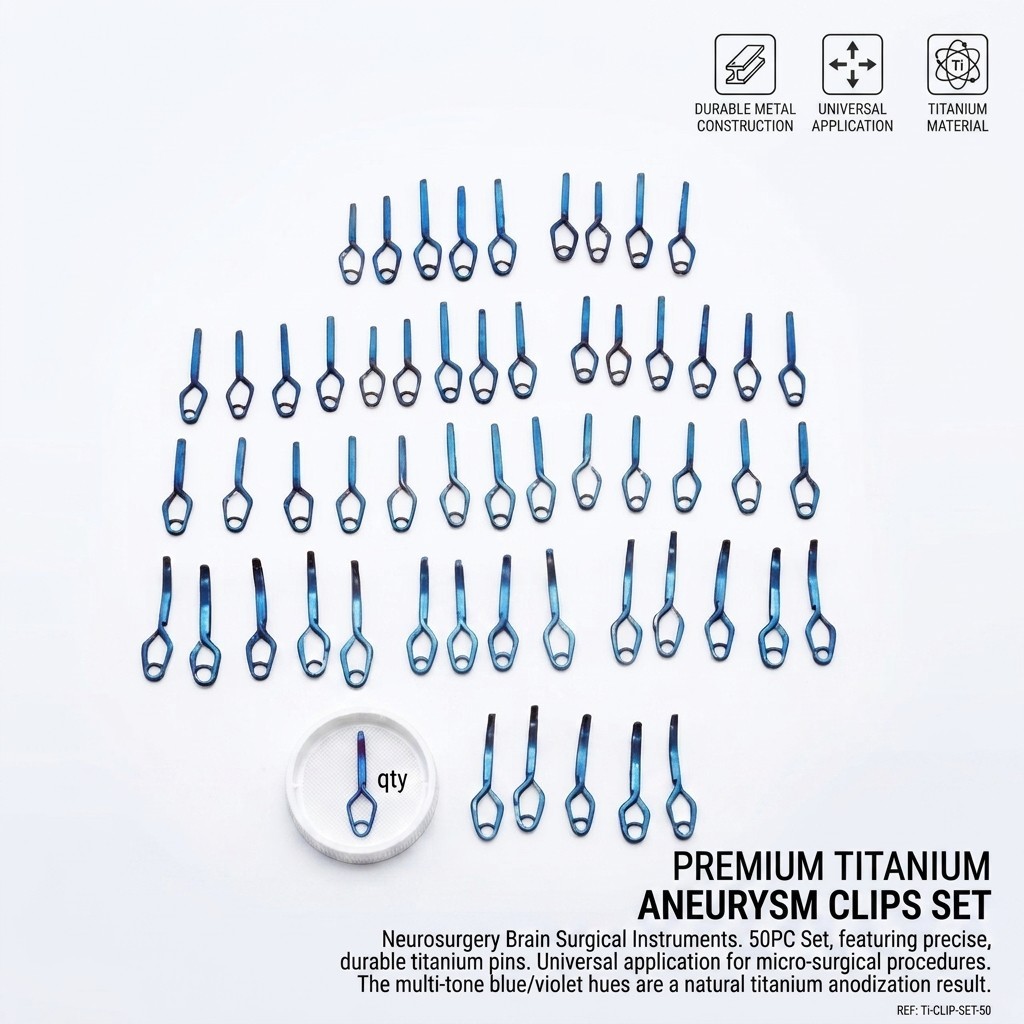 50PC Titanium Aneurysm Clips Set Neurosurgery Brain Surgical Instrument Premium 50PC Titanium Aneurysm Clips Set Neurosurgery Brain Surgical Instrument Premium