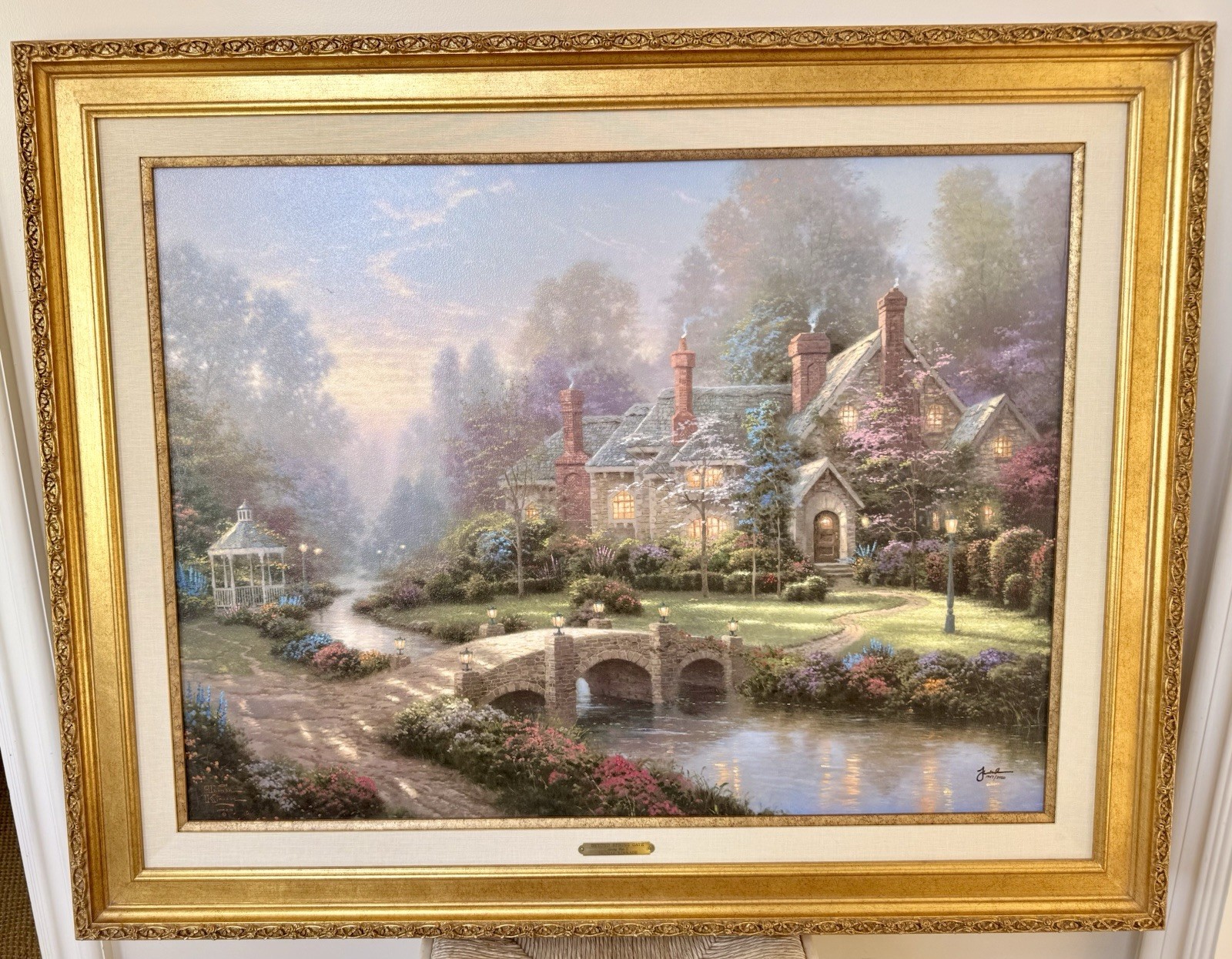 Thomas Kinkade Beyond Spring Gate 25.5x34 S/N #1947/3450 Canvas COA Framed