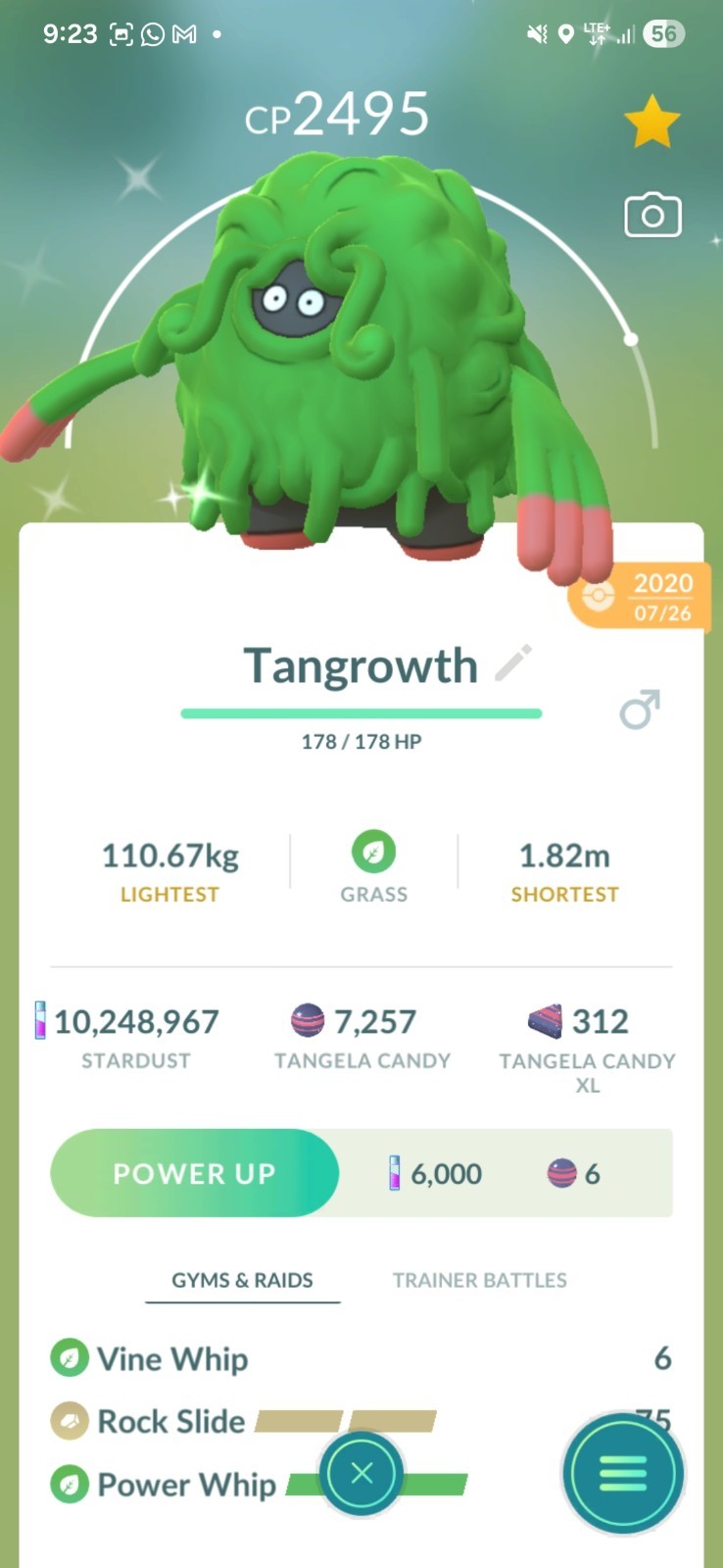 Pokemon Tangrowth shiny 2020 For Lucky Guaranteed Tr-de 