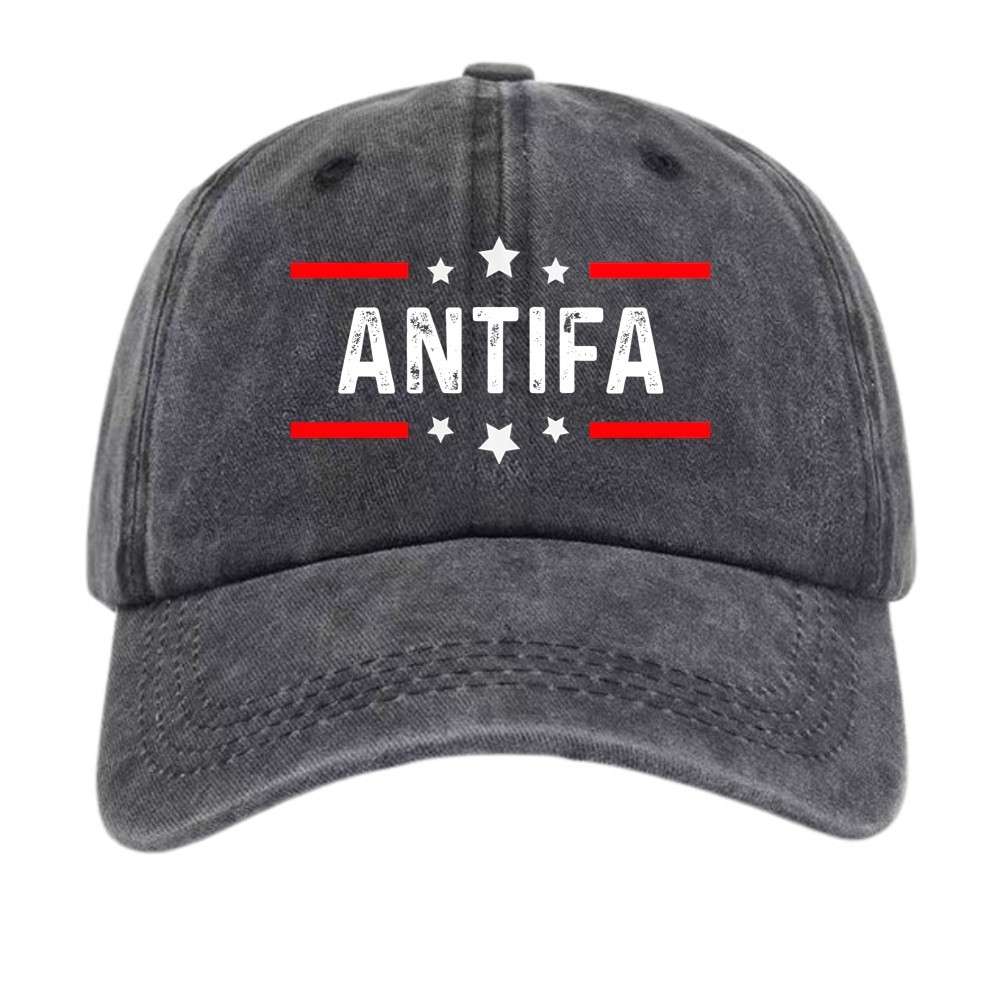 Antifa Anti Fascist Statement Vintage Hats Washed Distressed Cotton Dad Hat