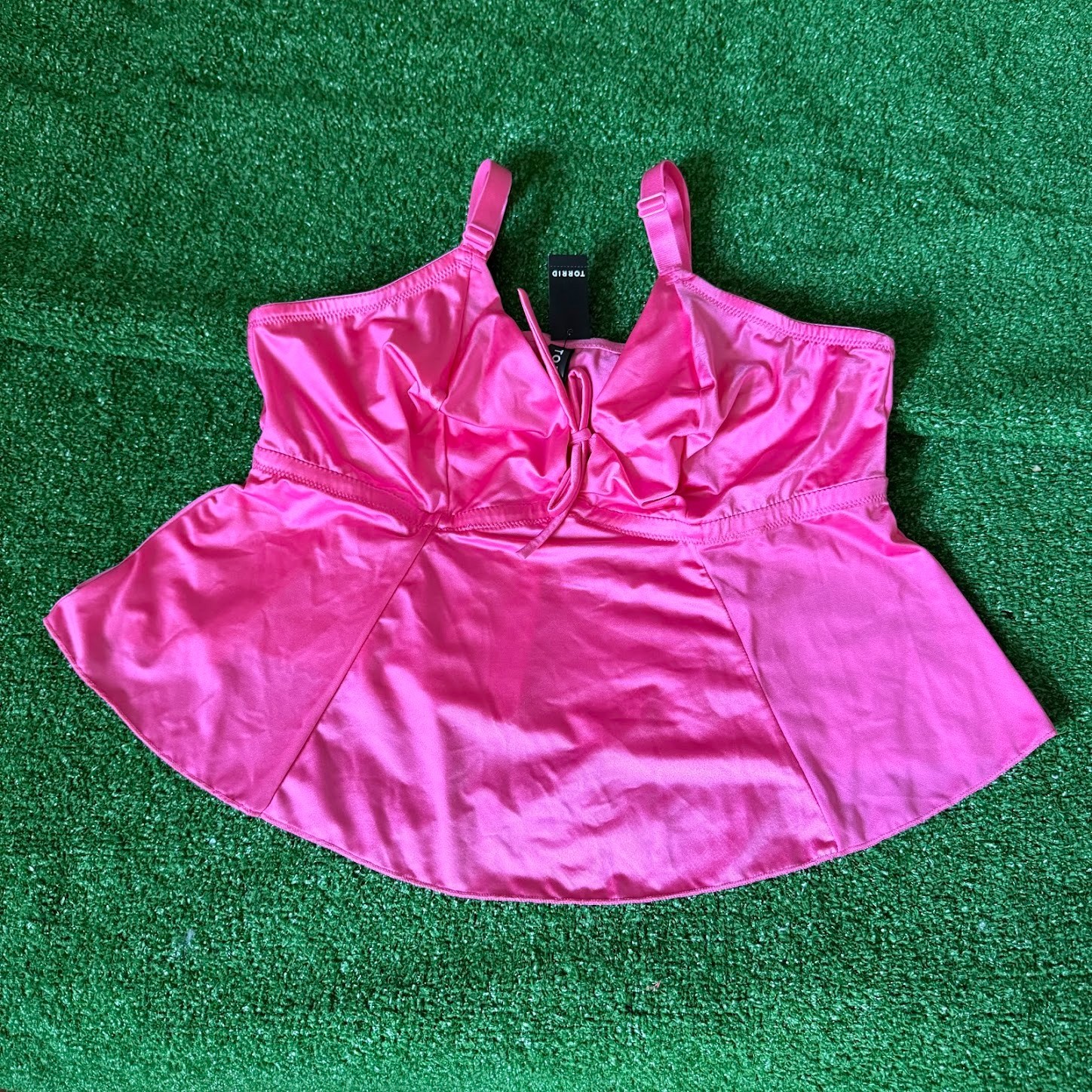 Torrid Pink Shine Flounce Triangle Cami Top Wire-Free Bralette Lingerie 00 NWT