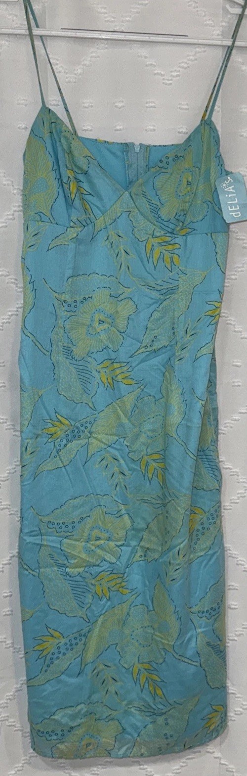 Delia’s Y2K Teal Aqua Dress Going Out Dress Voil Aqua  Sz 5/6 Deadstock