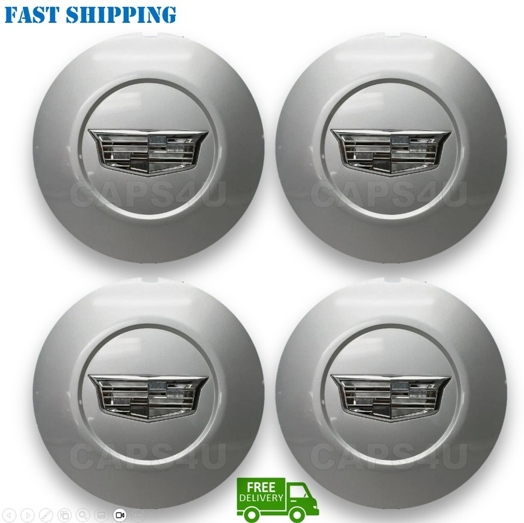 4 PCS. CADILLAC ESCALADE WHEEL CENTER CAP SILVER FINISH 23432319 2015-2020