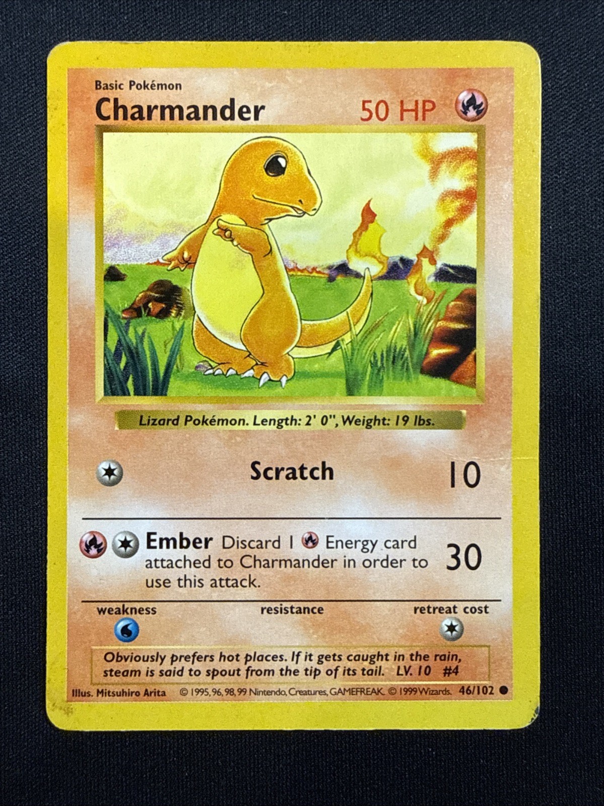 Charmander 46/102 Shadowless HP/Damaged Vintage Pok?mon WOTC