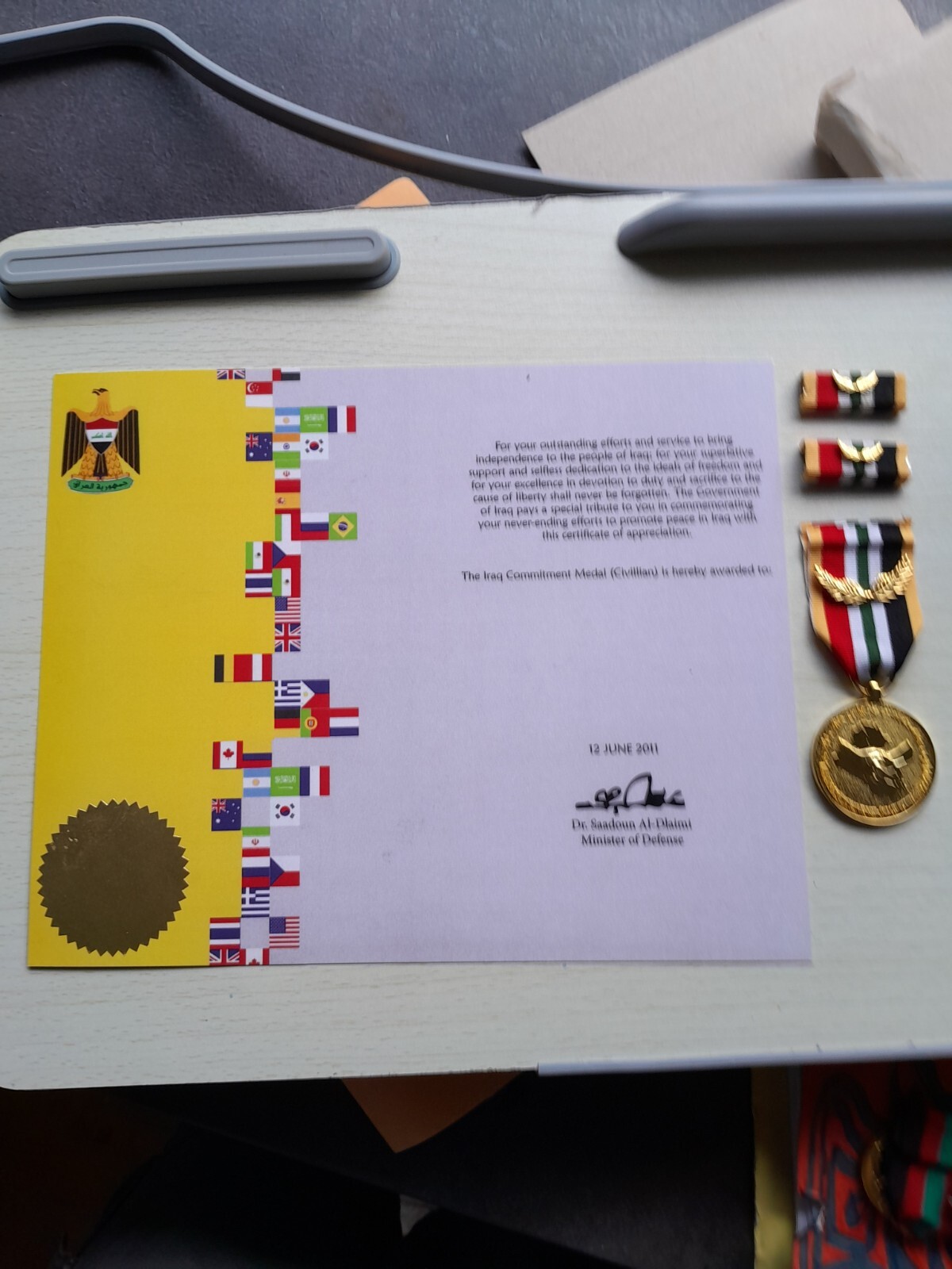 IRAQ COMMITMENT MEDAL (CIVILIAN VERSION) SET