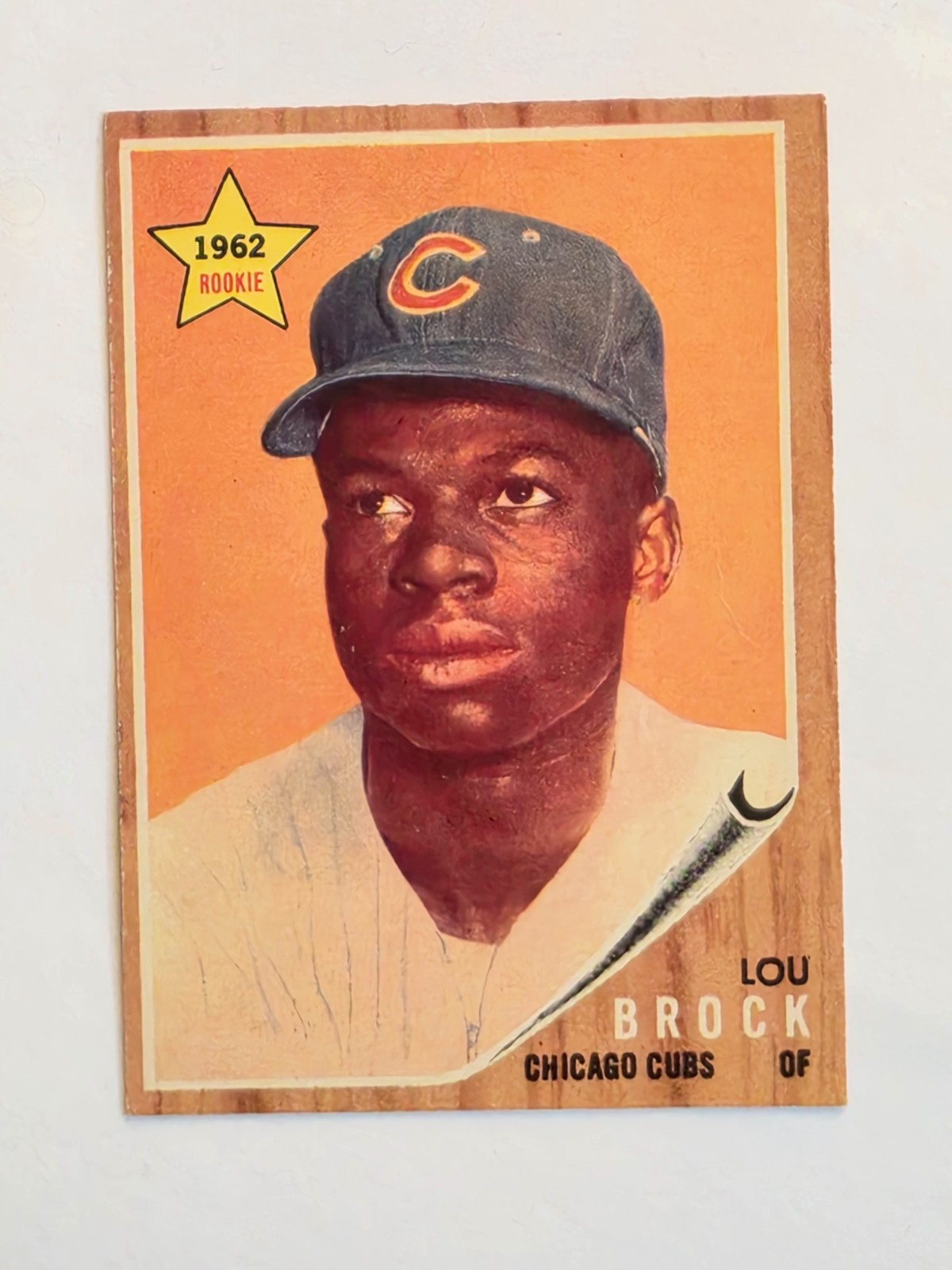 1962 Topps Baseball Lou Brock #387 Rookie Bold Colors Cubs VG EX slight crease