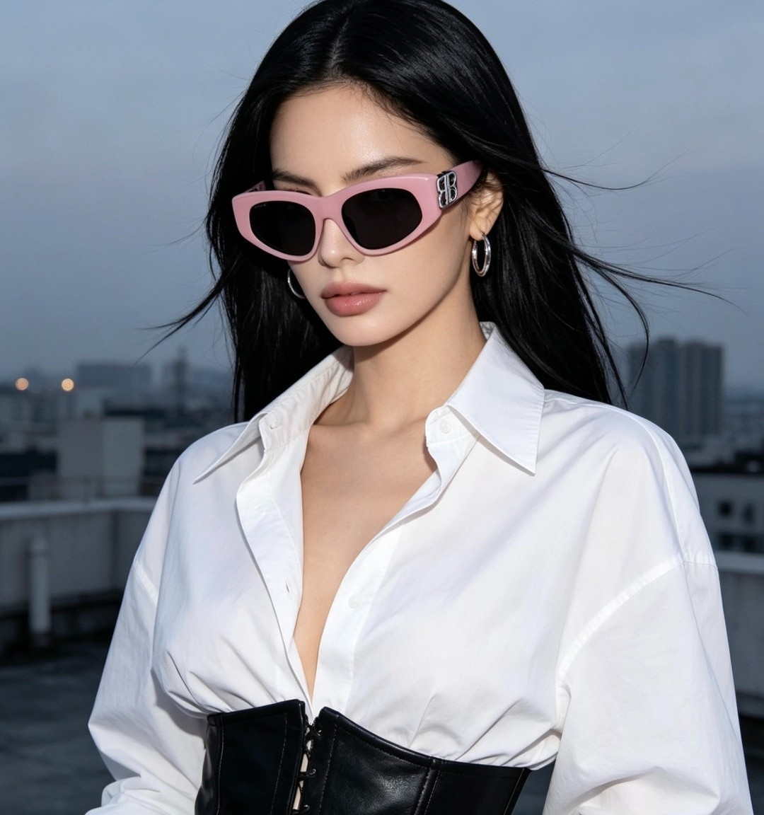 BALENCIAGA BB0095 Pink Square Sunglasses Gradient Lenses 53□19-135 BALENCIAGA BB0095 Pink Square Sunglasses Gradient Lenses 53□19-135