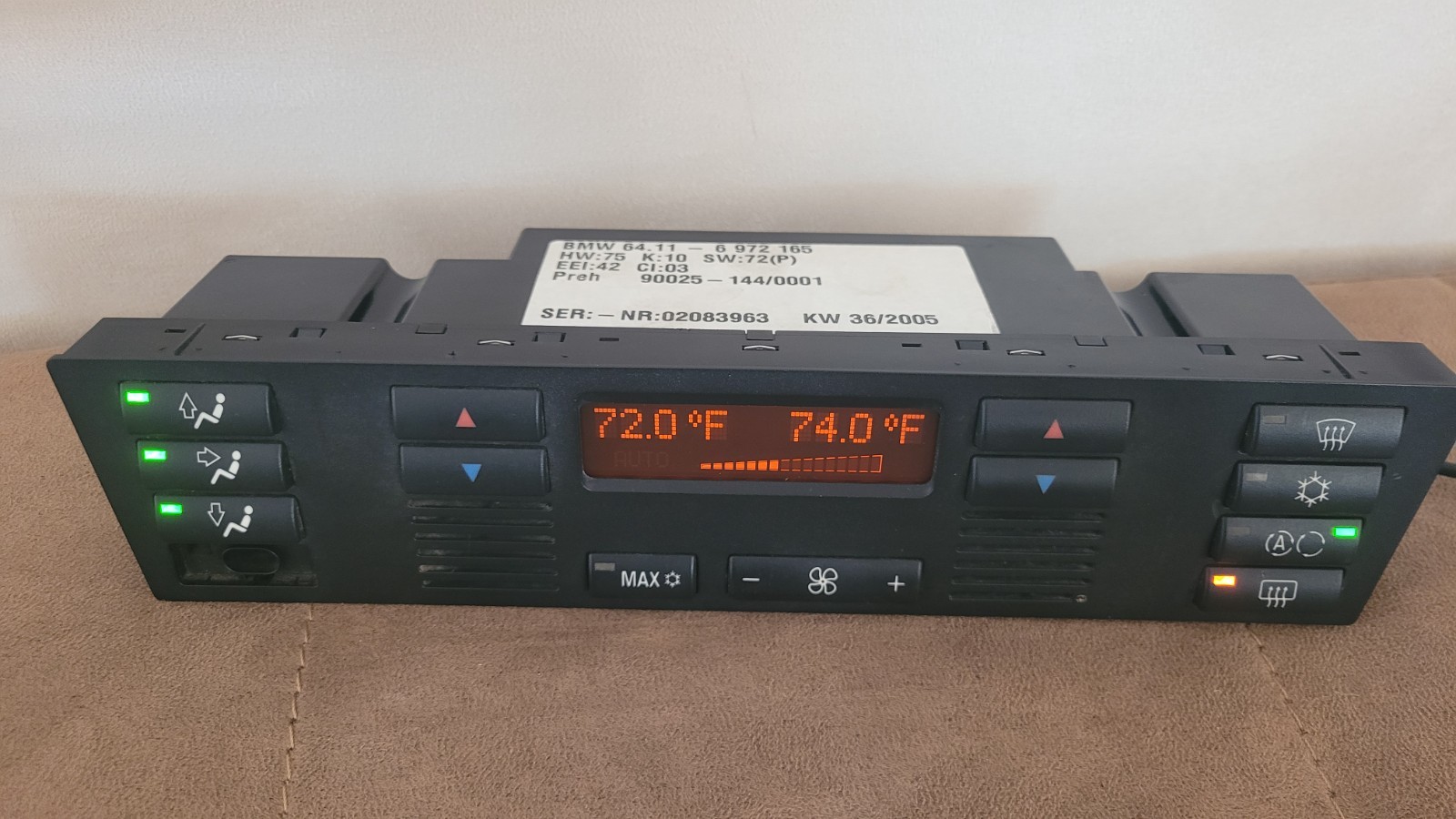 used BMW X5 E53 Climate Control unit 6972165 missing Auto button 18-pin