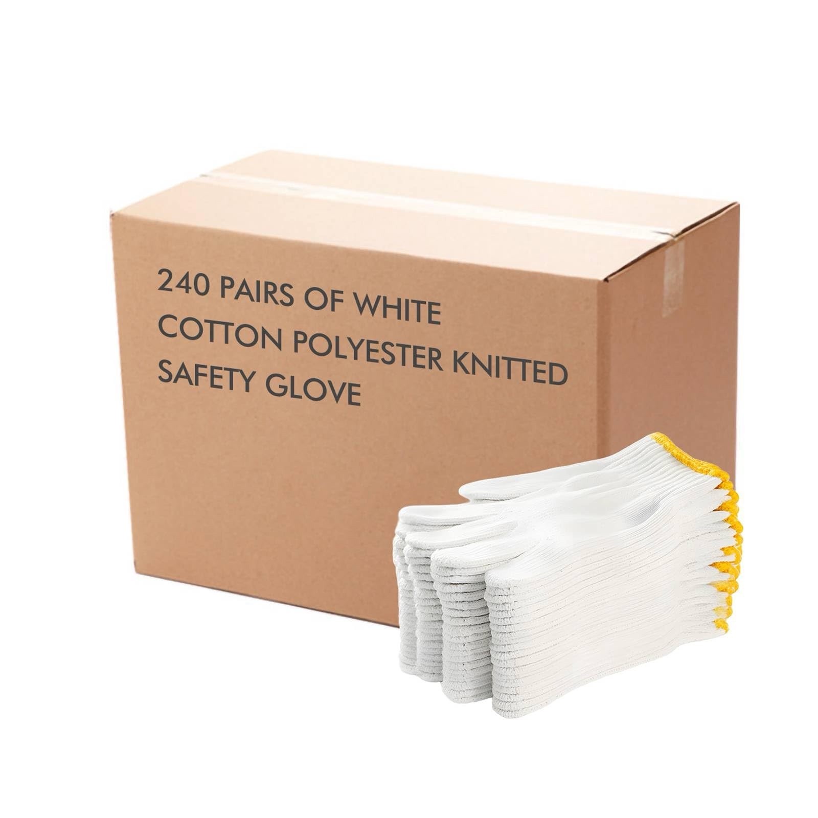 PLWJK Unisex Cotton Polyester Safety Work Gloves, 240 Pairs