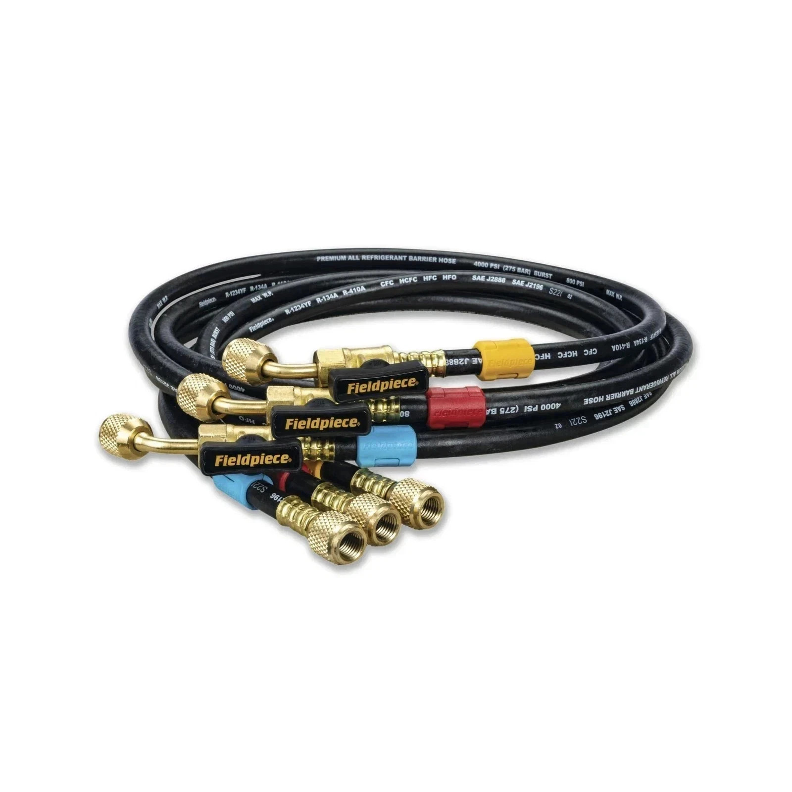Fieldpiece HR3B - ¼” Ball Valve Hose Set - 5 ft Refrigerant Charging & Recovery