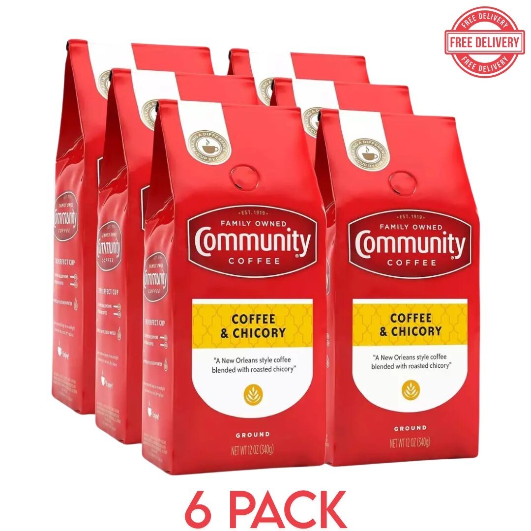 Community Coffee Coffee and Chicory Medium-Dark Roast Ground 12 oz Pack Of 6