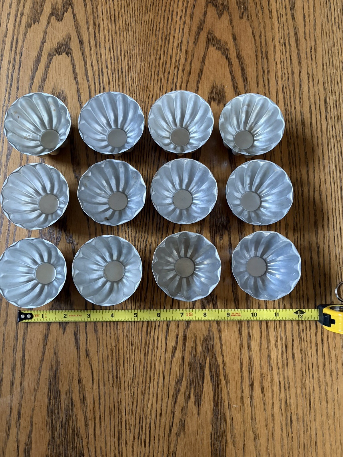 Vintage 12pc  Aluminum Fluted Round Mini bundt/jello molds