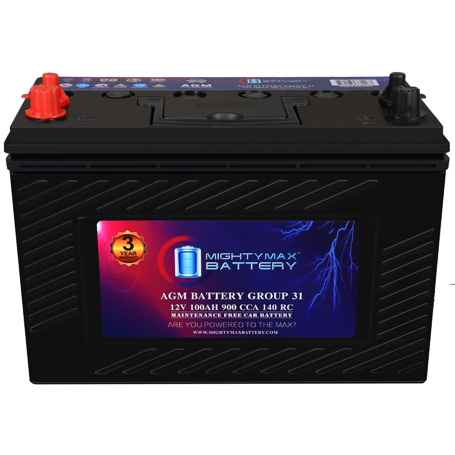 Mighty Max Battery MM-G31 BCI Group31 12V 100AH, 140RC, 900CCA, AGM Car battery Mighty Max Battery MM-G31 BCI Group31 12V 100AH, 140RC, 900CCA, AGM Car battery