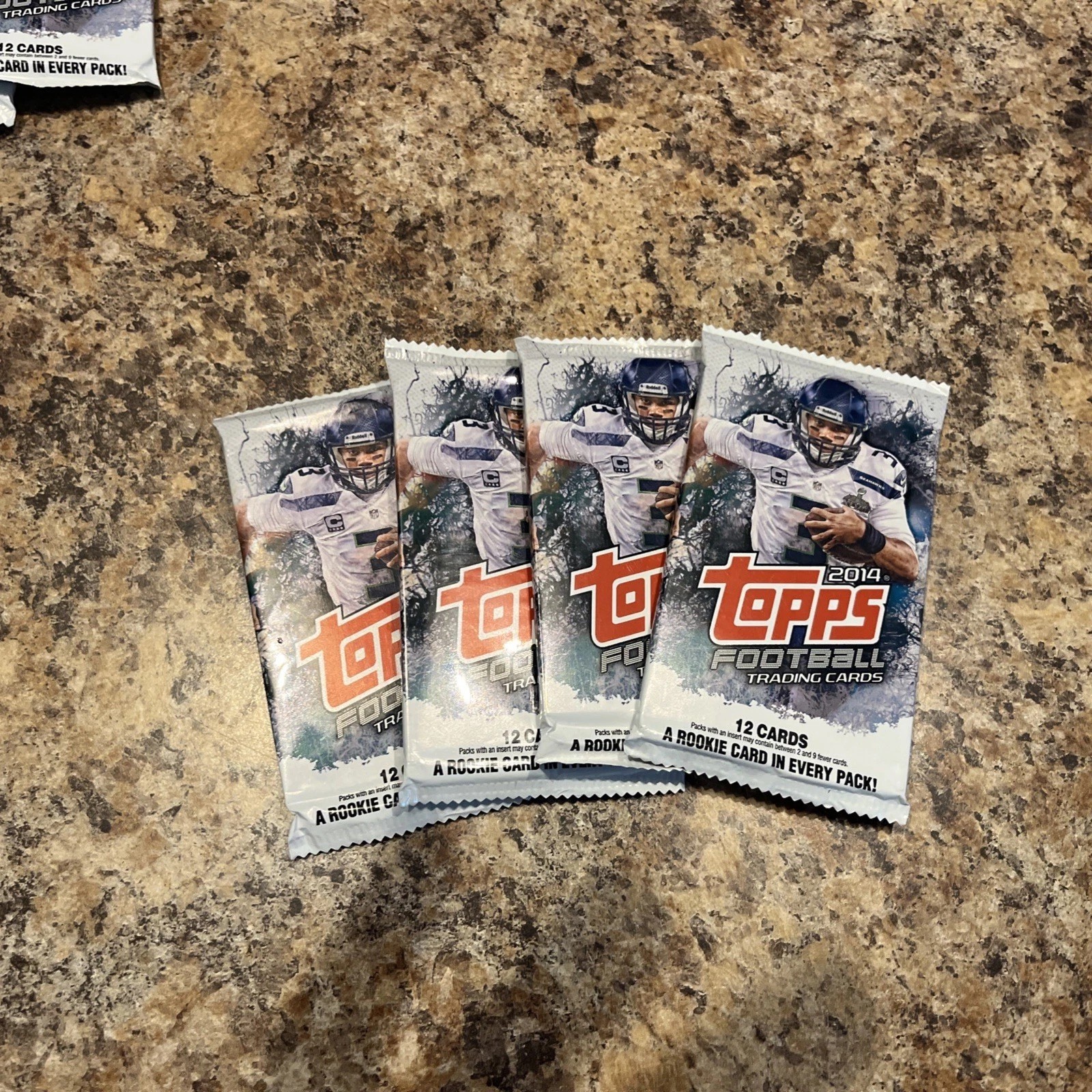 4 New Factory Sealed 2014 Topps Football 12 Card Packs Look 👀 Rare Seahawks