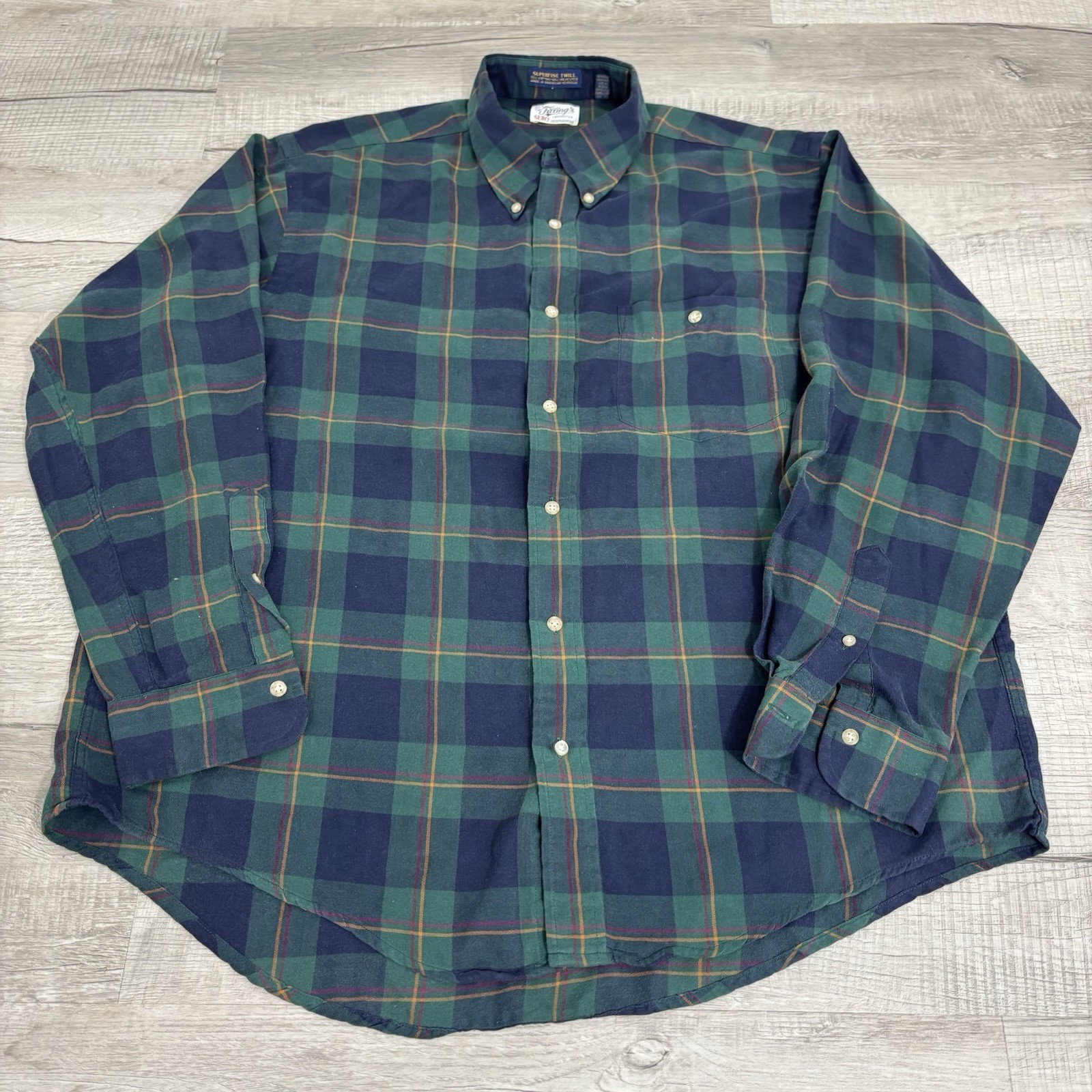 VTG Fillings Sero Superfine Twill Multicolor Plaid Long Sleeve Button Up Mens XL