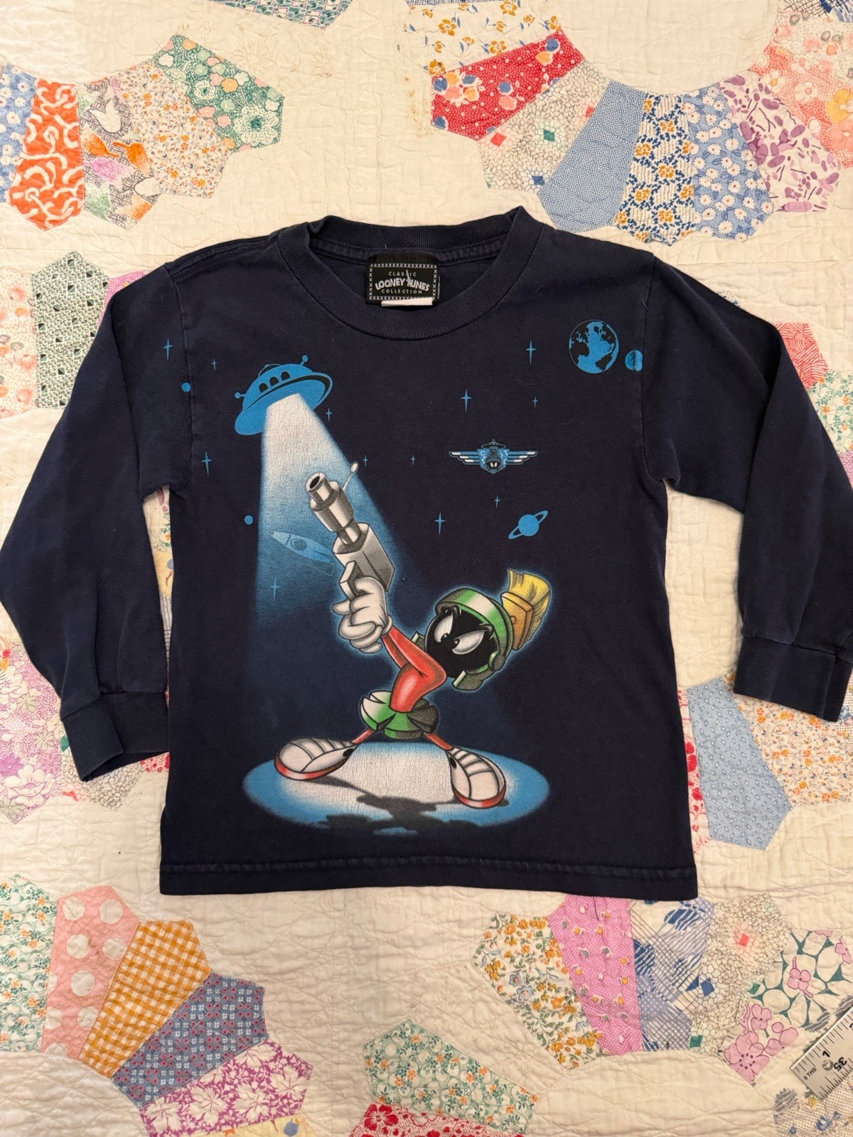 Vintage Looney Tunes Marvin The Martian Kids Long Sleeve Tee 4/5 Best