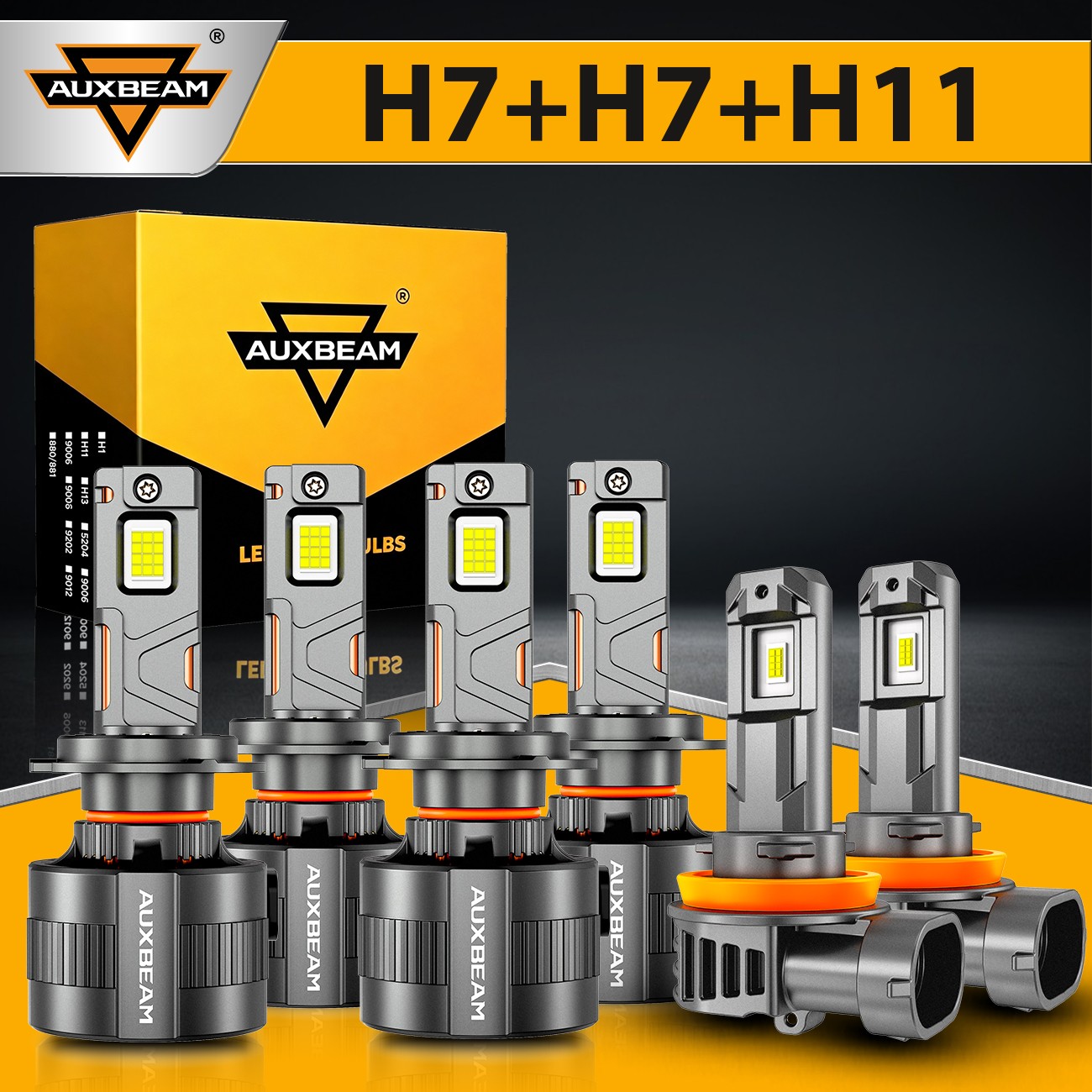 AUXBEAM Canbus 130W H7 H7 H11 LED Headlight High Low Beam Fog Light White Yellow