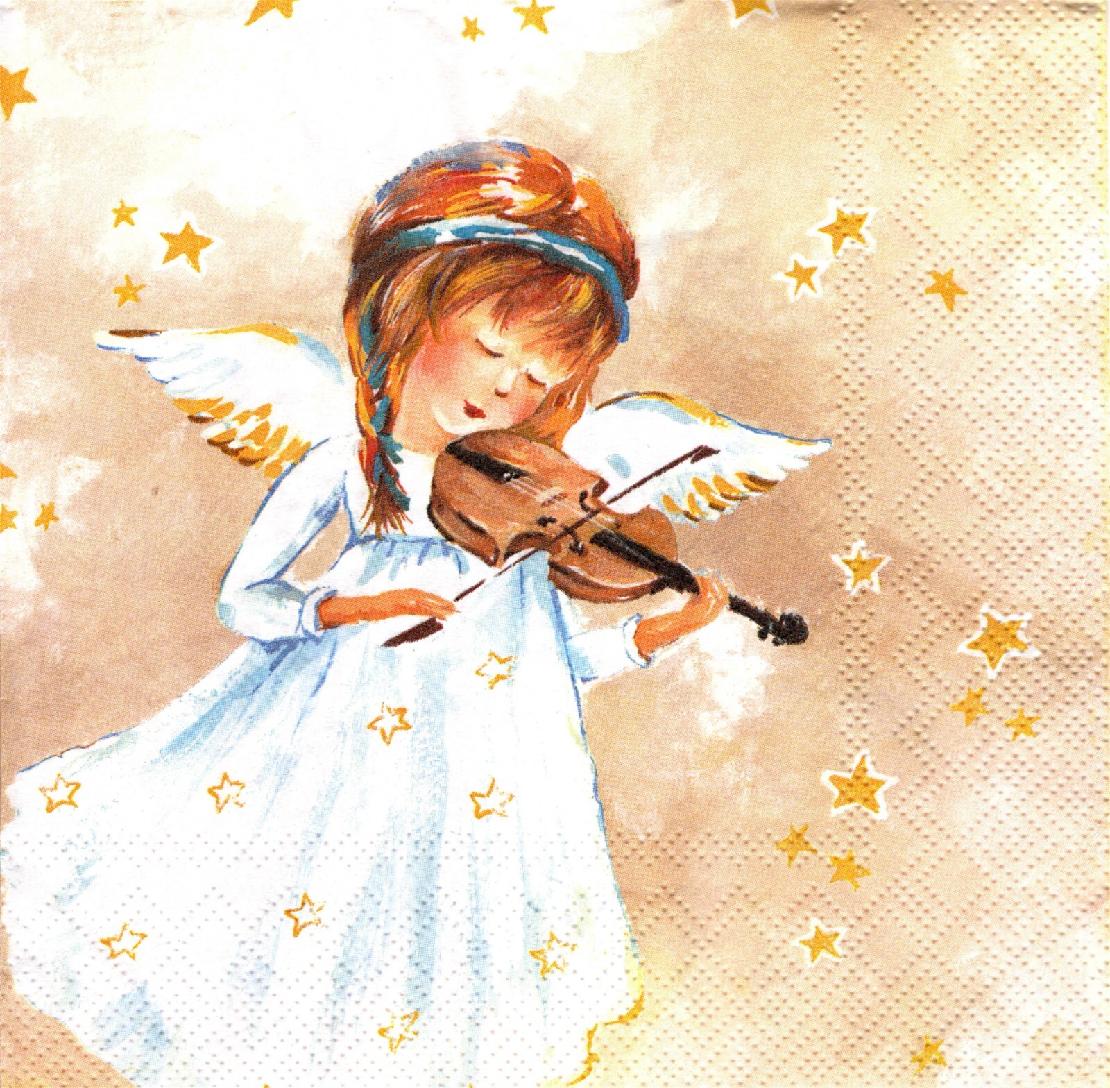 (2) Two Paper Lunch Napkins for Decoupage/Mixed Media - The Concert girl angel