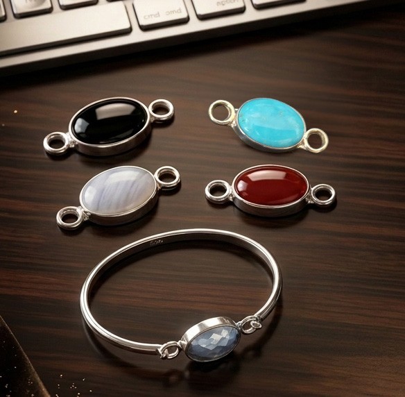 Artisan Crafted Sterling Interchangeable Oval Design Cuff Bracelet Artisan Crafted Sterling Interchangeable Oval Design Cuff Bracelet