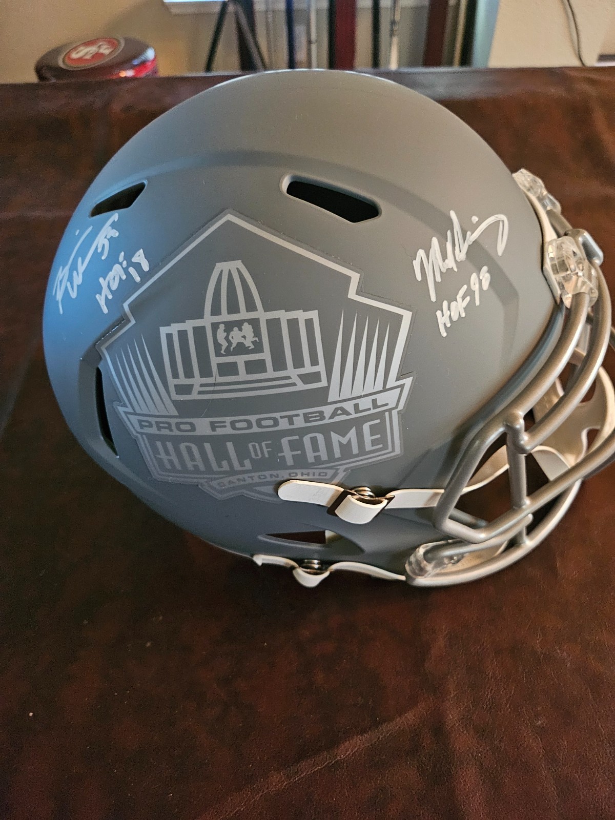 Brian Urlacher/Mike Singletary HOF Slate Full Size Helmet Beckett Authenticated