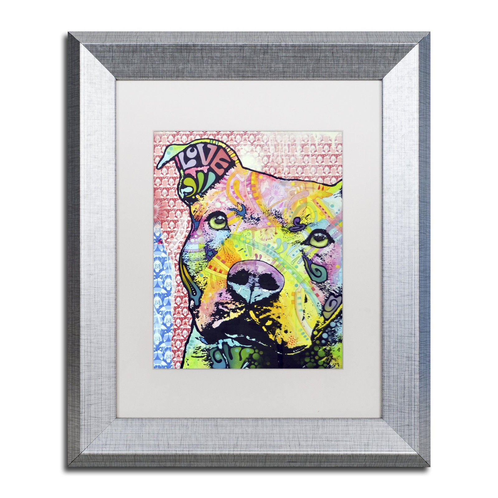 Trademark Fine Art 'Thouthful Pittbull II' White Matted Silver Frame Dean Russo
