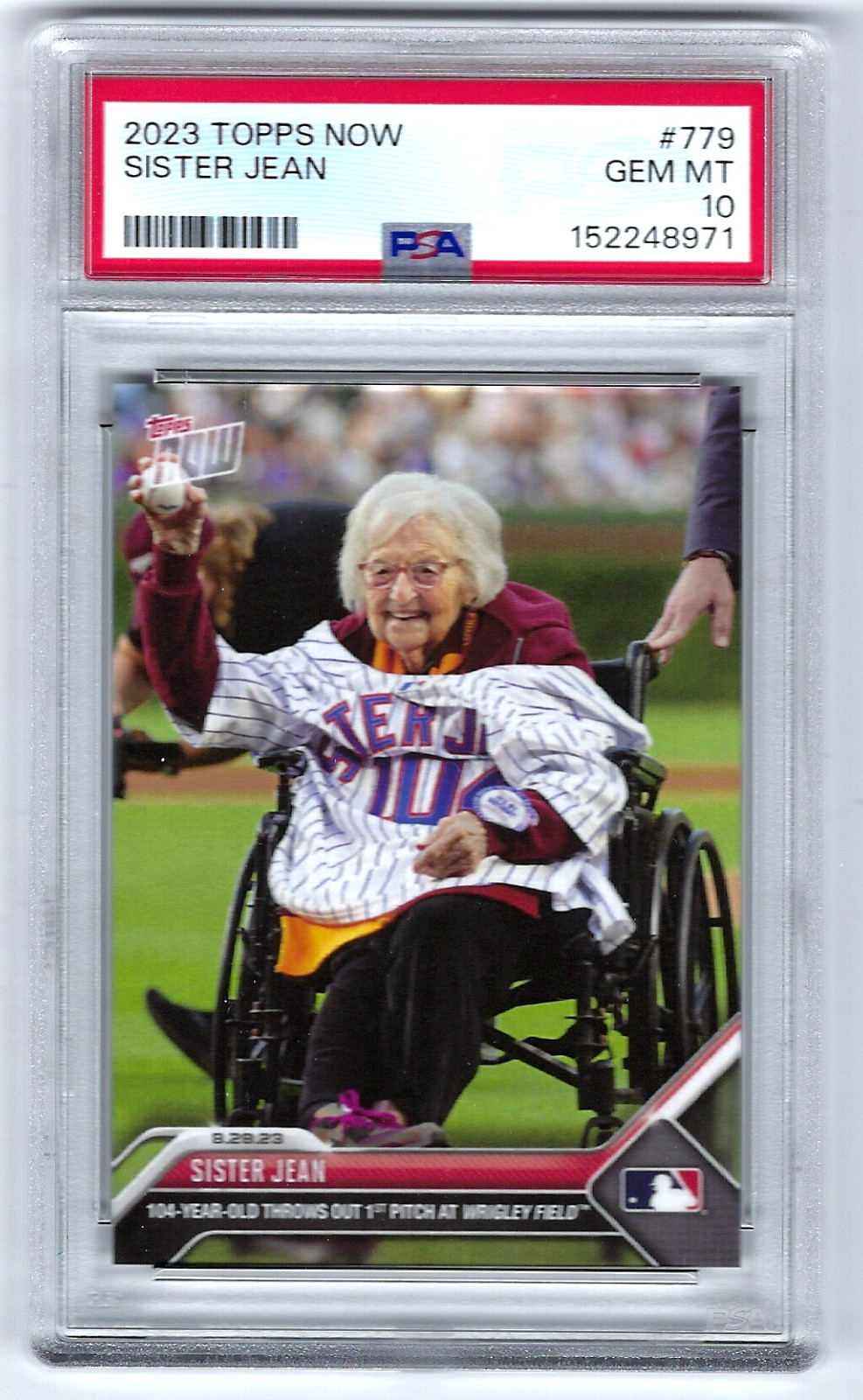 SISTER JEAN DELORES SCHMIDT 2023 TOPPS NOW CARD 779 LOYOLA UNIVERSITY PSA 10 GM