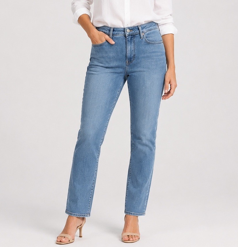 NEW NYDJ Sheri Slim Straight Leg Jeans Womens 12 Haley Light Mid Rise Lift Tuck NEW NYDJ Sheri Slim Straight Leg Jeans Womens 12 Haley Light Mid Rise Lift Tuck