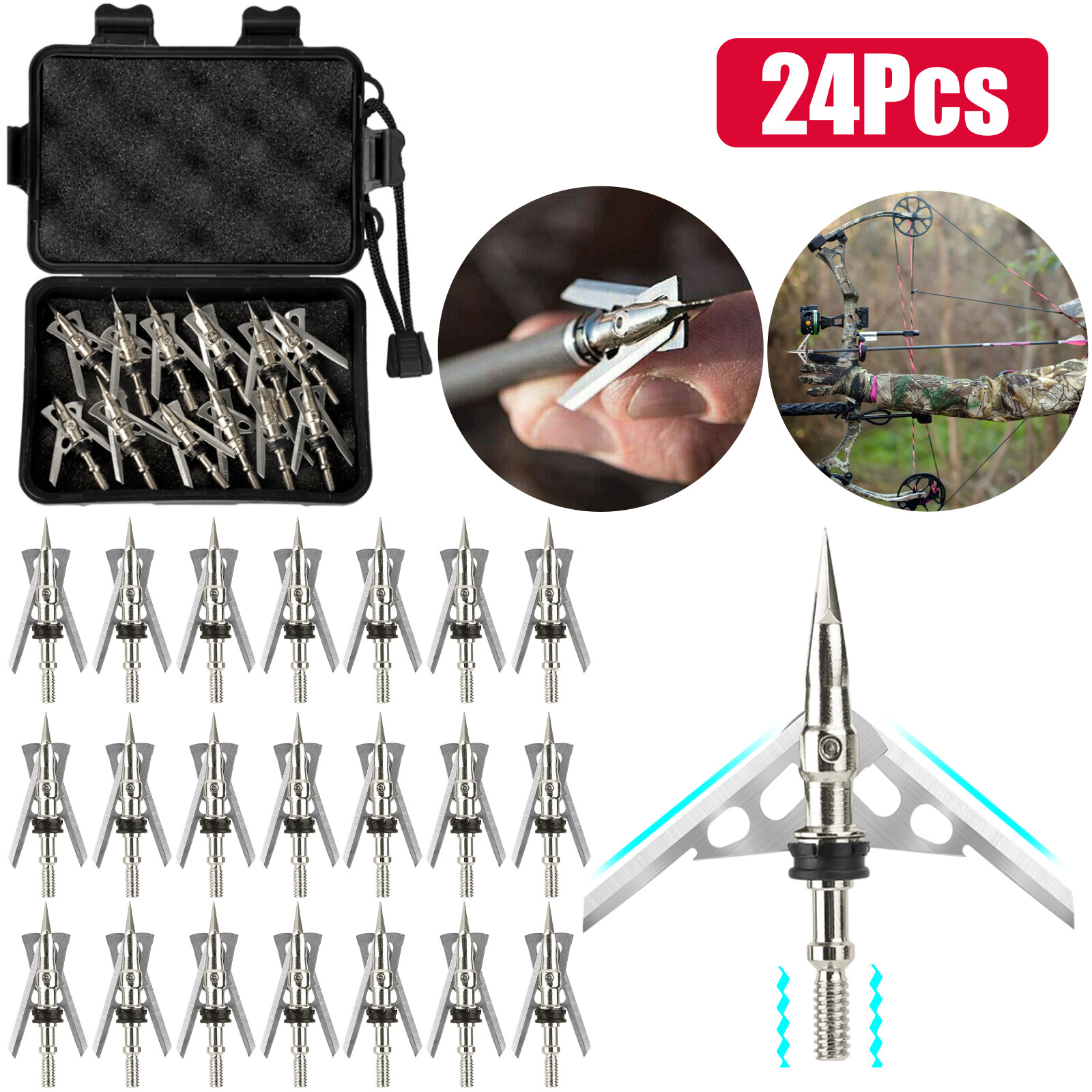 24Pcs 100Grains Archery Broadheads 2\