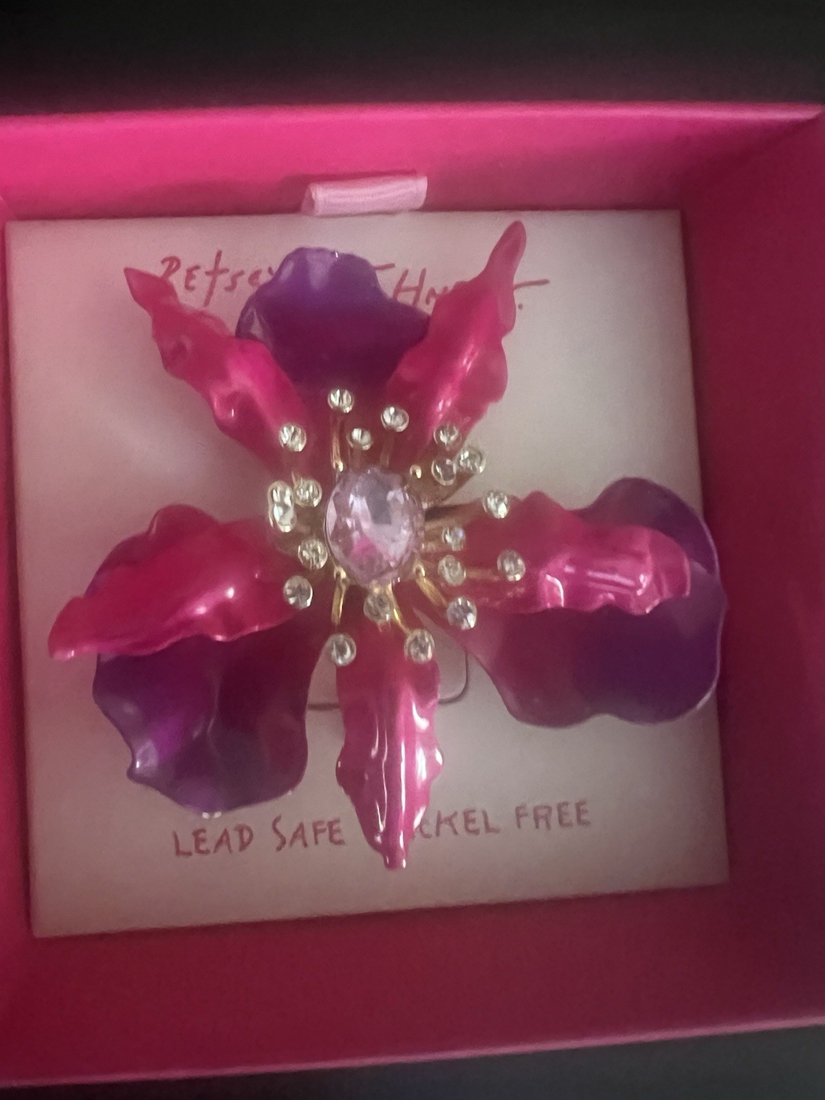 Betsey Johnson Huge Hot Pink Garden Floral Orchard Ring Betsey Johnson Huge Hot Pink Garden Floral Orchard Ring