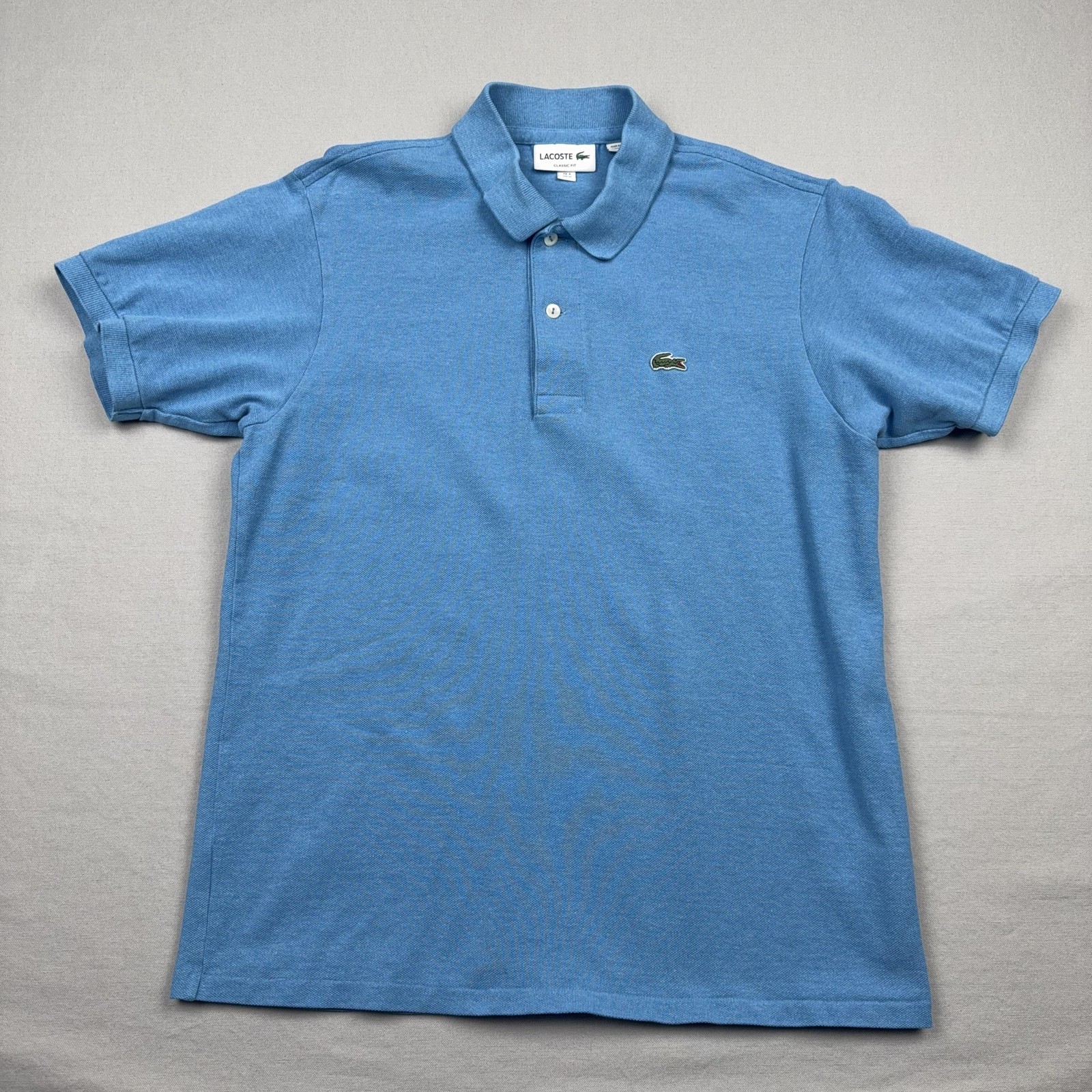 Lacoste Classic Fit Polo Shirt Mens M Blue 100% Cotton Croc Logo Short Sleeve