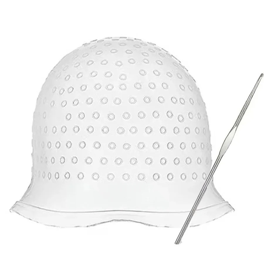 2Pcs Reusable Silicone Hair Dye Cap Coloring Highlighting Cap Home Salon Kit