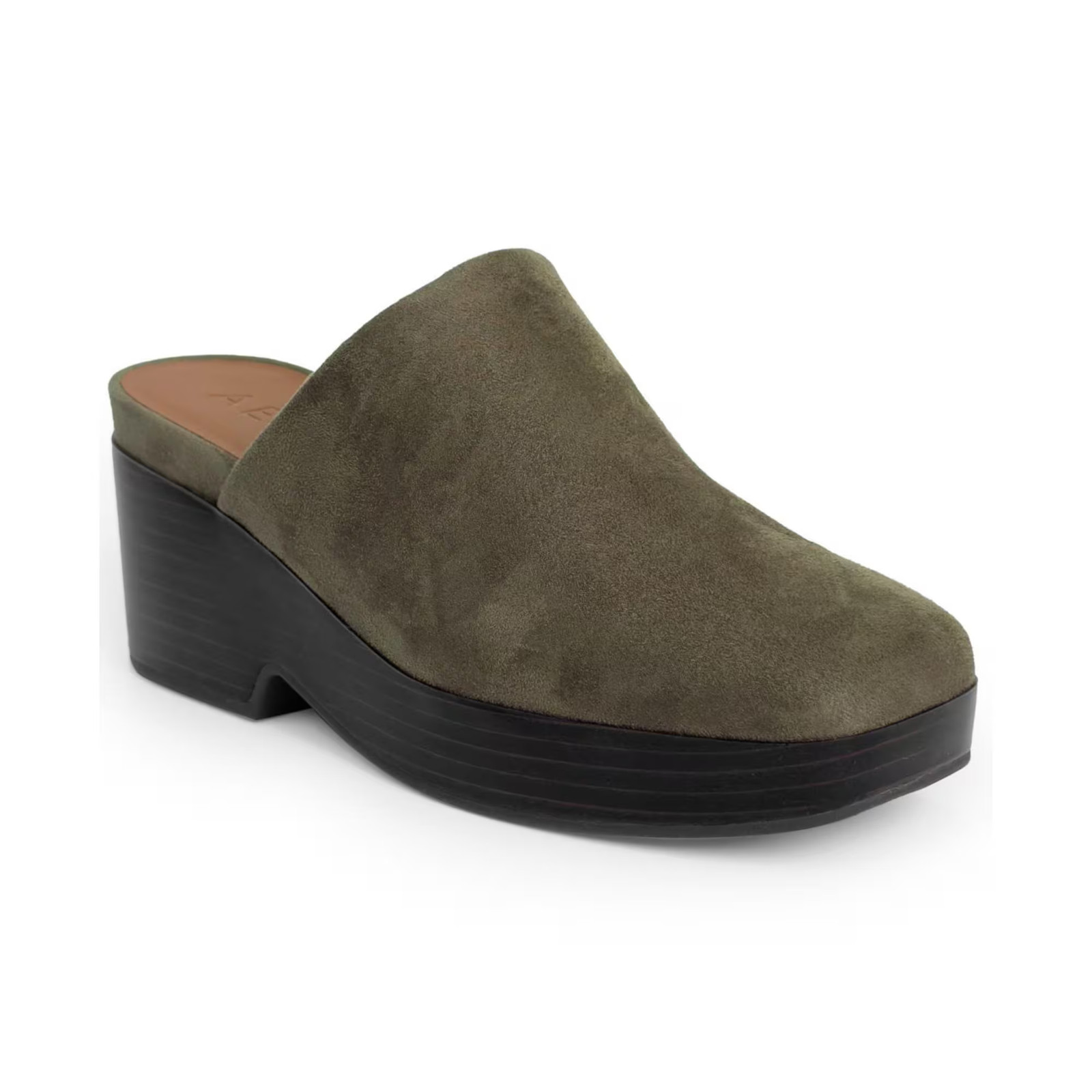 Women's Aerosoles Chata Clog Dark Olive Faux Suede