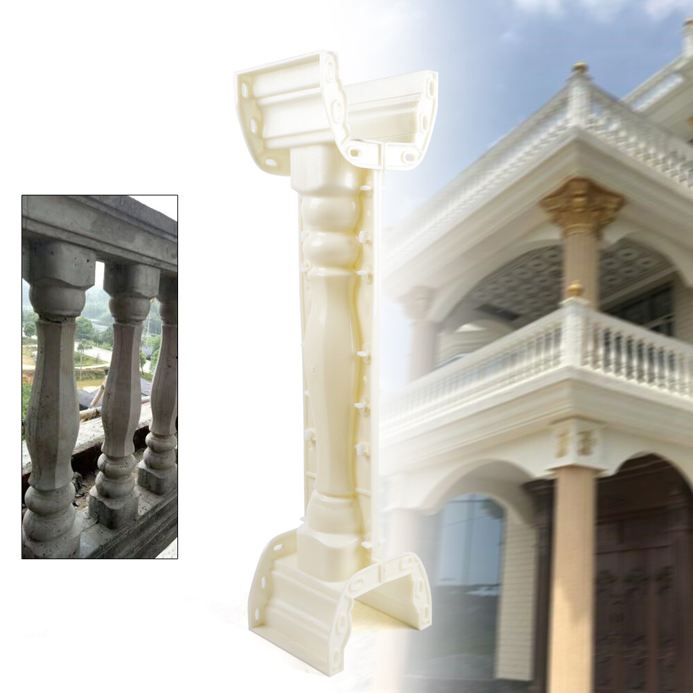 89cm Roman Column Balustrade Mold 2-Part Plastic Set for Concrete Plaster White