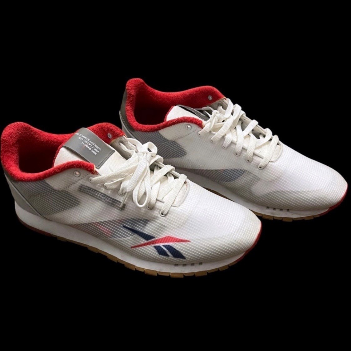 Reebok Mens Classic LTR Sneakers With Red & Blue Translucent Upper Size 14