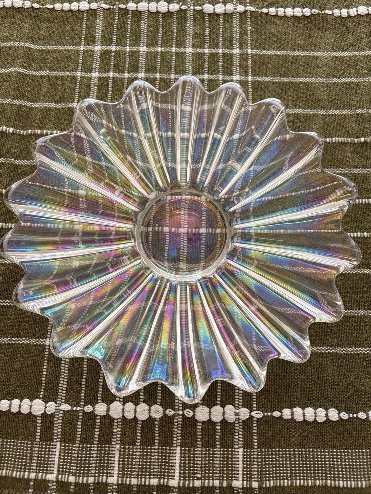 Vintage Federal Iridescent Starburst Bowl 9 In