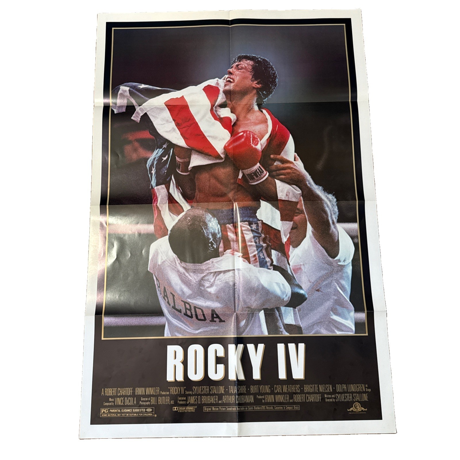 1985 ROCKY IV Sylvester Stallone 27x41 Original Movie Poster FOLDED 1985 ROCKY IV Sylvester Stallone 27x41 Original Movie Poster FOLDED
