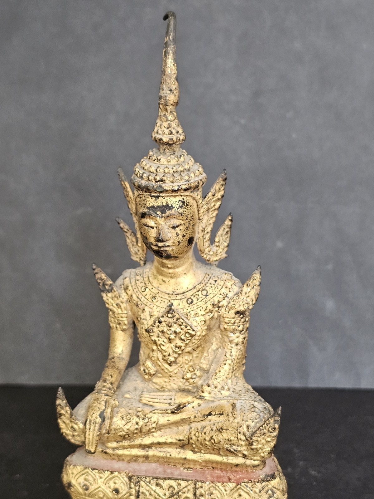 Rare Antique gilded Bronze Thai Rattanakosin Buddha. early 19th century 20cm H. 