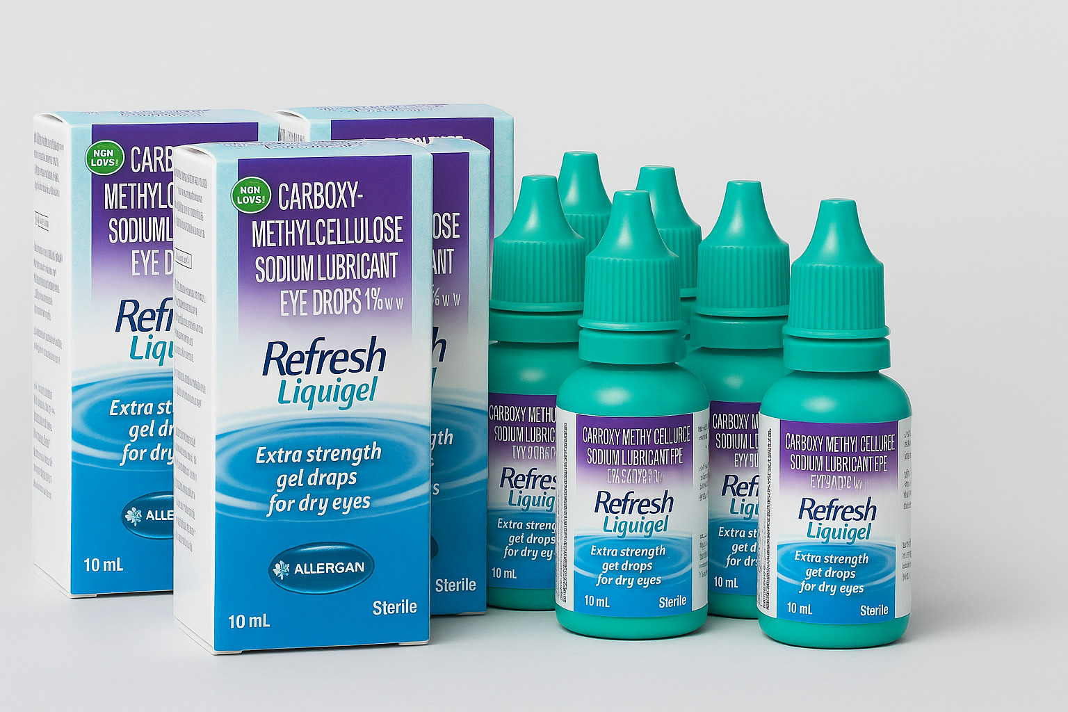 Refresh Liquigel Eye Drops 10ml x5 | Dry Eye Lubricant Gel | Exp JAN 2028