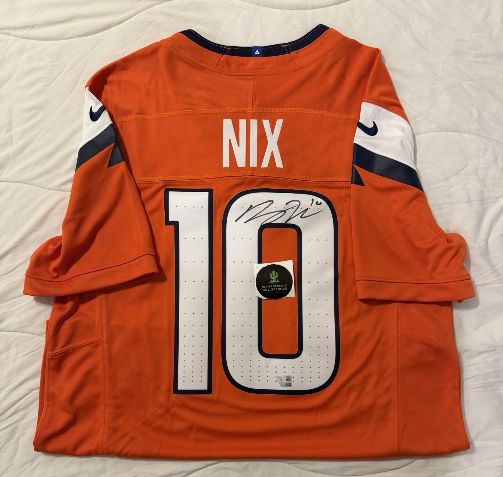 Bo Nix Denver Broncos Orange Signed Auto Authentic Football Nike Jersey Fanatics