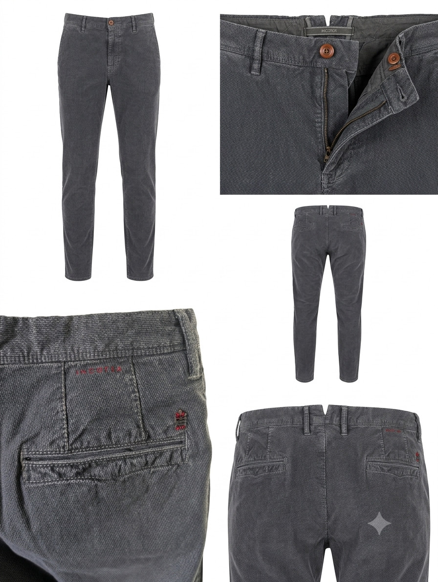 INCOTEX Charcoal Gray Casual Dress Pants Textured Cotton Slim Fit Flat Front 35 INCOTEX Charcoal Gray Casual Dress Pants Textured Cotton Slim Fit Flat Front 35