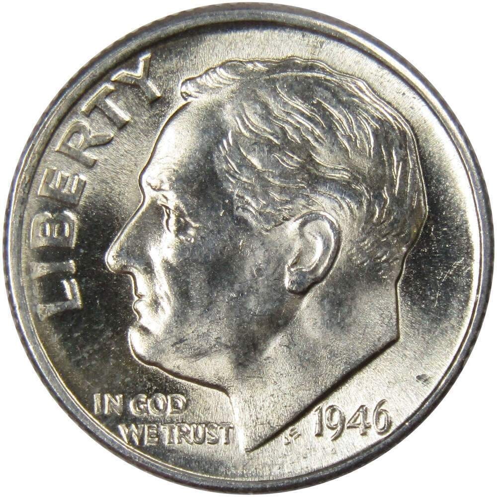 1946 D Roosevelt Dime BU Uncirculated FIRST YEAR Mint State 90% Silver 10c Coin
