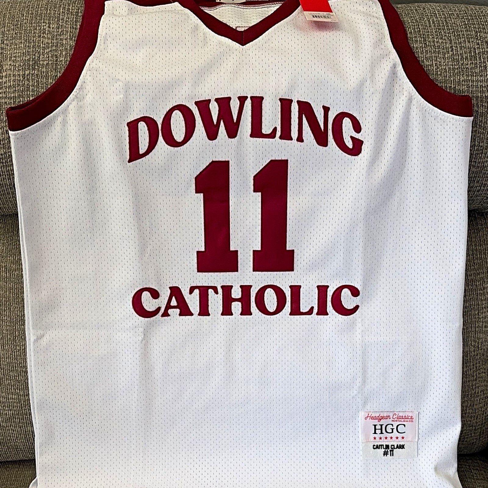 Headgear Classics Caitlin Clark #11 Basketball Jersey White/Maroon L