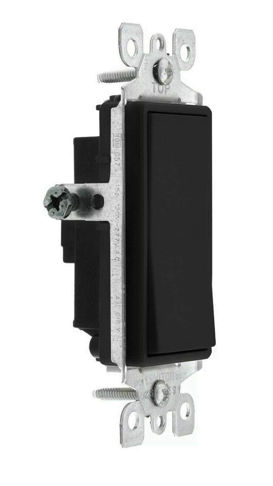5 LEVITON 5601-2E  BLACK SINGLE POLE DECORA SWITCH  NEW