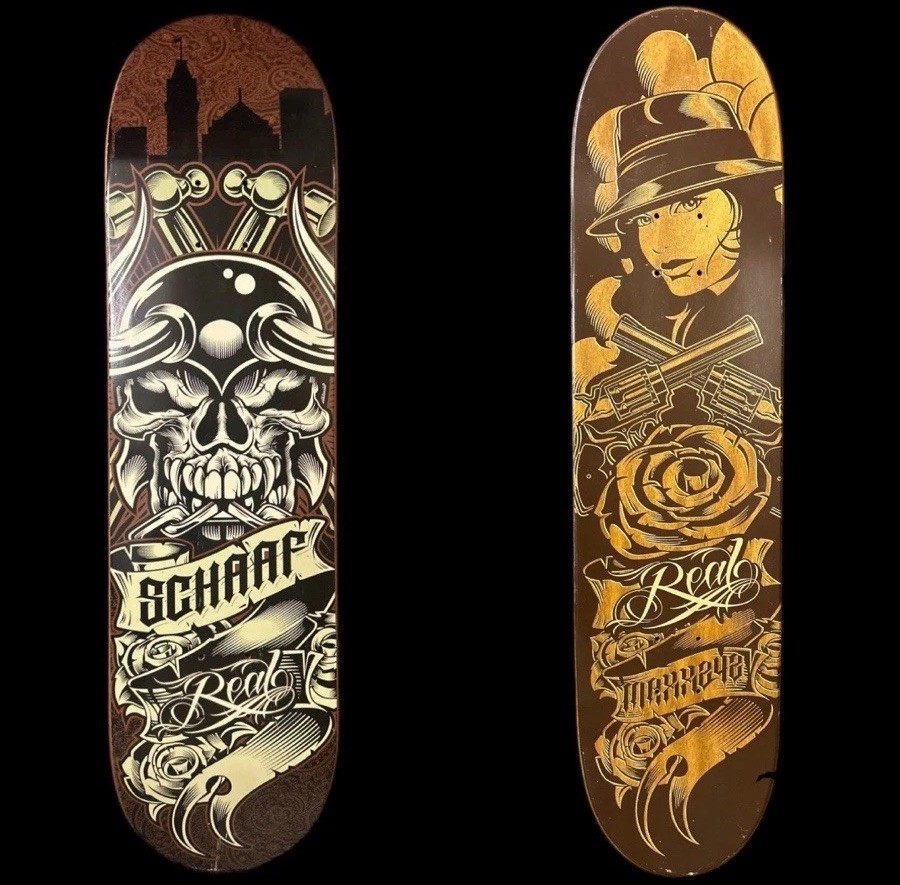RARE Real Max Schaaf Double Sided Skateboard Deck NOS NEW