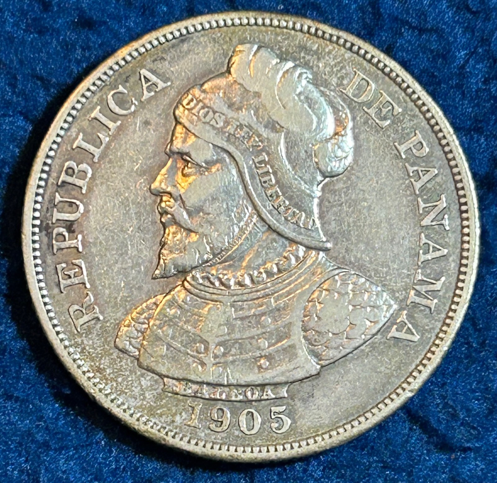 1905 Panama 50 Centesimos Balboa Silver Coin 1905 Panama 50 Centesimos Balboa Silver Coin