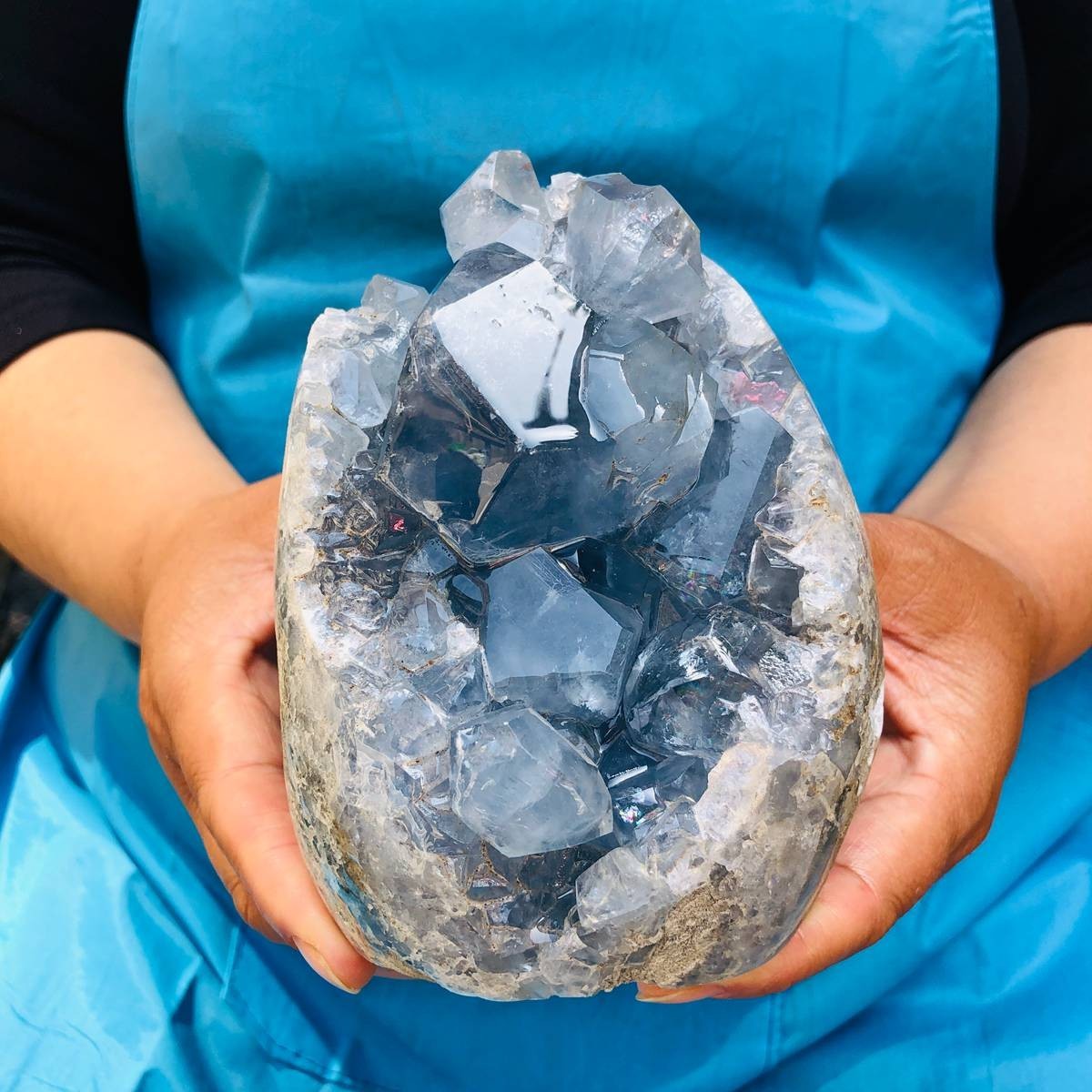 4.46 LB Large Natural Celestite Geode Crystal Cluster Healing Specimen 4505