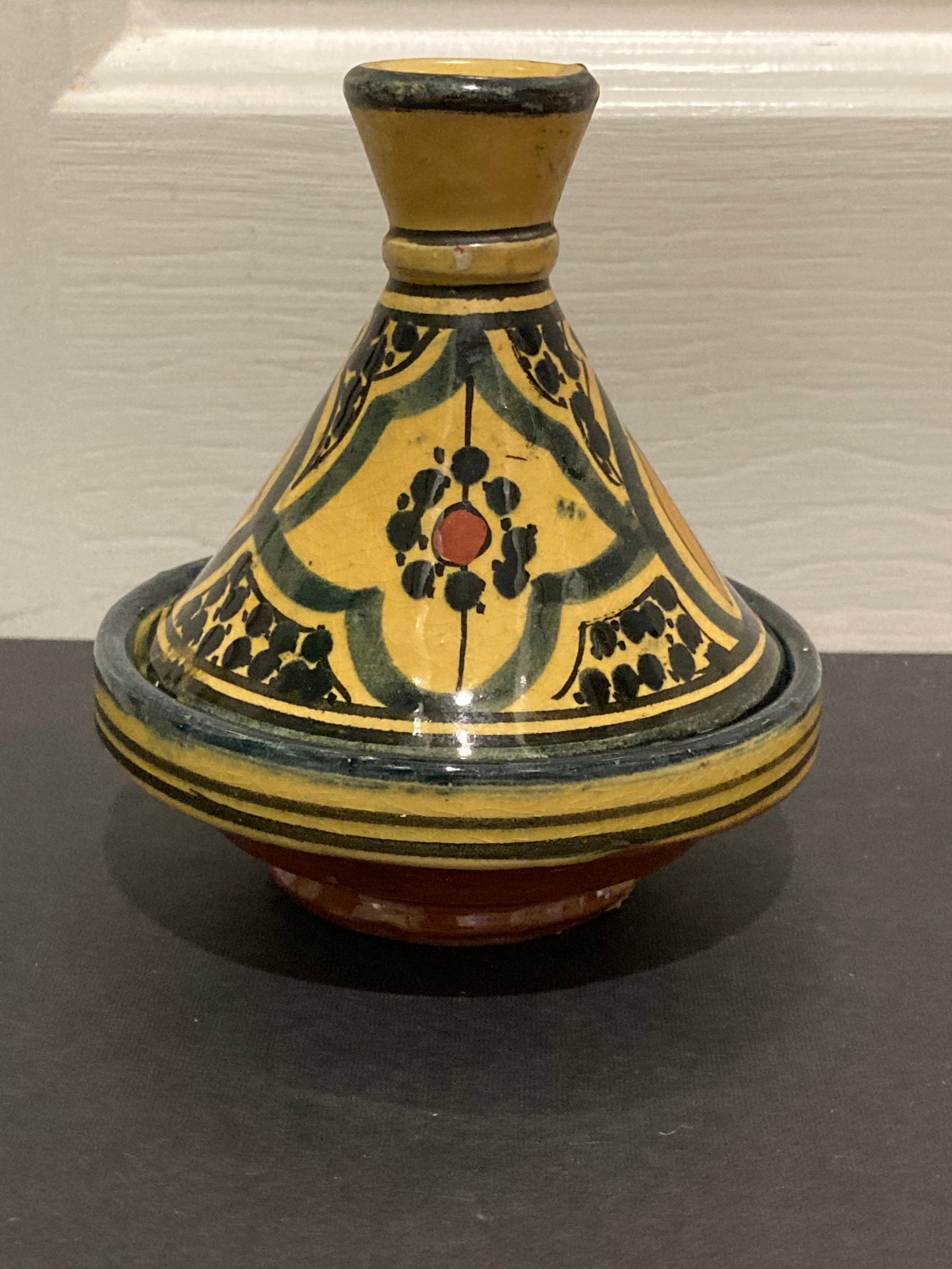 Vintage Moroccan Ceramic Mini Tagine Spice Holder Safi Pottery 4\ Vintage Moroccan Ceramic Mini Tagine Spice Holder Safi Pottery 4\