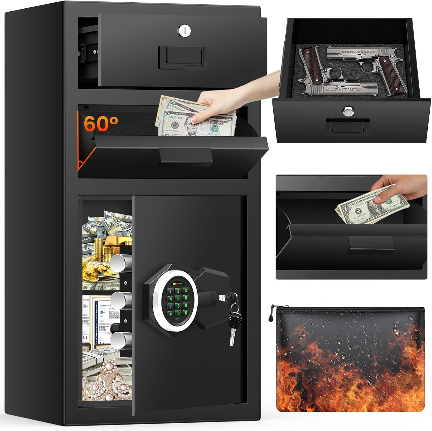 Large 7.5 Cubic Ft Drop Safe with Digital Keypad for Business & Home Security Large 7.5 Cubic Ft Drop Safe with Digital Keypad for Business & Home Security